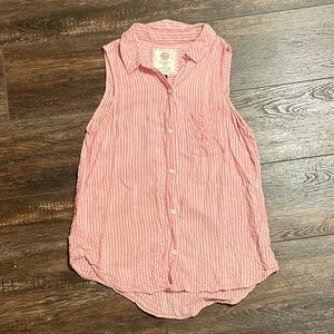 SO Pink and White Striped Sleeveless Button Down / Sz Junior’s Medium